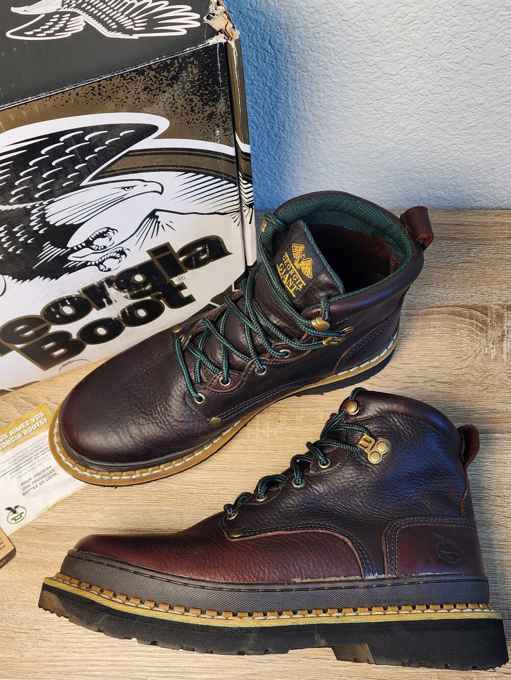 GEORGIA BOOT Georgia Giant Brown Leather Lace Up 6" Work Boot G6274 Men's 10.5 W